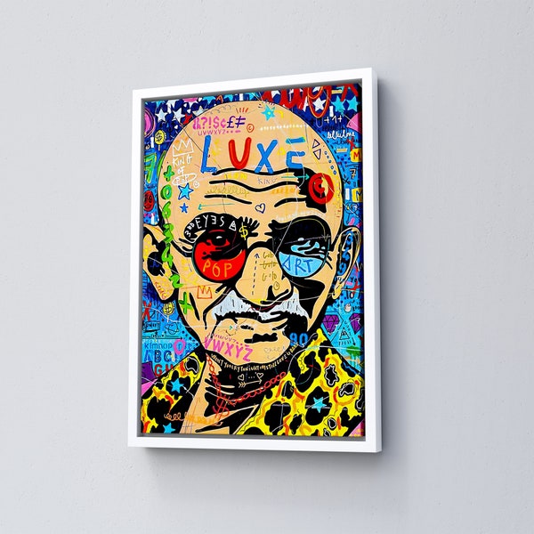 Pop Art hindou Gandhi Graffiti Wall Art, Banksy Style Mahatma Gandhi Pop Art Canvas Print, Brainwash, Peace, Pop Art Graffiti Home Decor