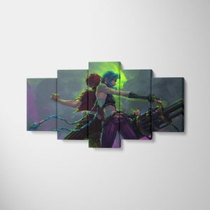 League of Legends Jinx and Vi, Arcane Poster Print, Wall Decor, Wall Art, High Quality Canvas Print, Game Poster Gift for LOL Arcane Fans