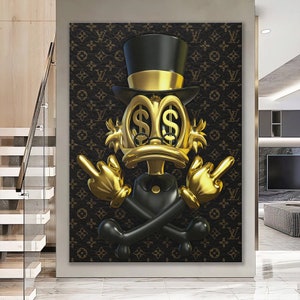 DcDuck Poster, Scrooge McDuck Baloon Wall Art, Gold Mcduck Dollar Wall Decor, Dollar Wall Art, Motivational Decor, Ready to Hang