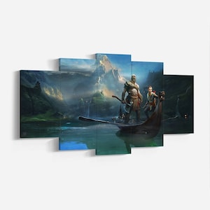 Kratos & Atreus Wall Art, God of War Poster, Rolled Canvas Print, Canvas Wall Decor, Christmas Gift