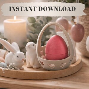Cestino portauova di Pasqua, file per stampa 3D / Design a forma di cuore (STL, 3MF)