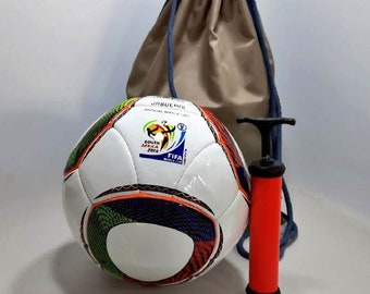 Jabulani Football, FIFA World Cup 2010 Soccer Ball, Official Ball Size 5, Leather Ball, Outdoor Sport Unique Gift For Adults, Bag & Pump