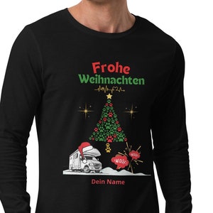 Camisa de camping de manga larga personalizada Navidad, camisa de viaje de aventura unisex de manga larga, sudadera camper de vacaciones de experiencia al aire libre