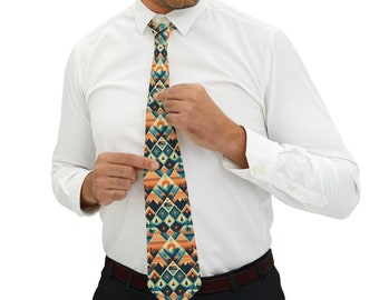 Unique Camping Design Tie: Stylish tie for outdoor enthusiasts, orange, green with RV