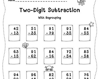 Two Digit Subtraction with Regrouping within 100 worksheets