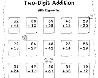 Two Digit Addition within 100 with Regrouping worksheets