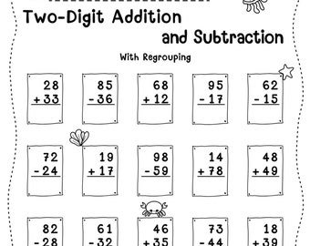 Two-Digit Addition and Subtraction With Regrouping within 100 Math Worksheets