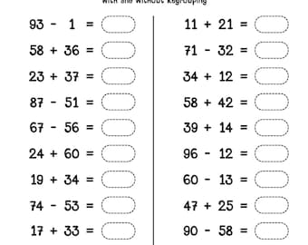 Addition and Subtraction Worksheets | Mixed Problems within 100