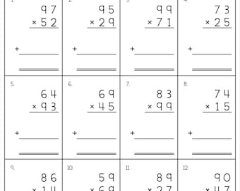 2-Digit Multiplication Worksheets, Regrouping Practice Problems (PDF Download)