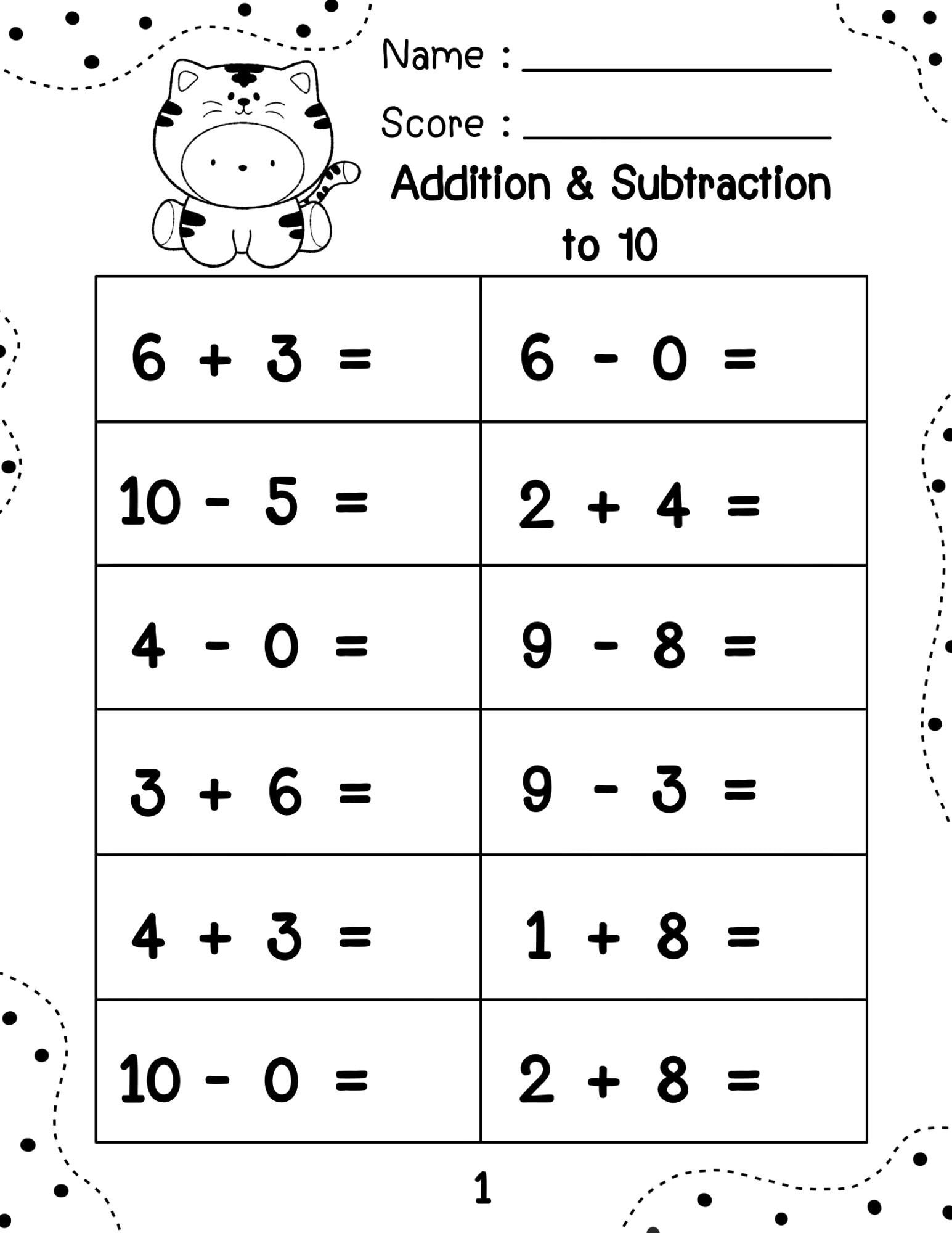 Addition Subtraction Worksheets Kindergarten1st Grade Math Etsy