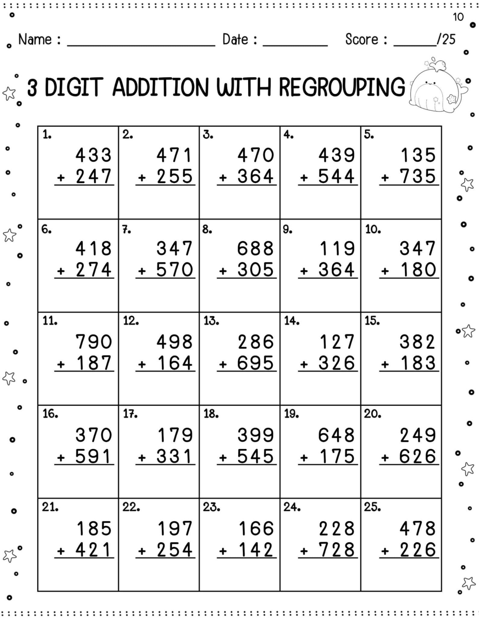 3 Digit Addition With Regrouping Worksheets | Printable Math Practice ...