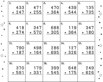 3 Digit Addition with Regrouping Worksheets | Printable Math Practice for Kids