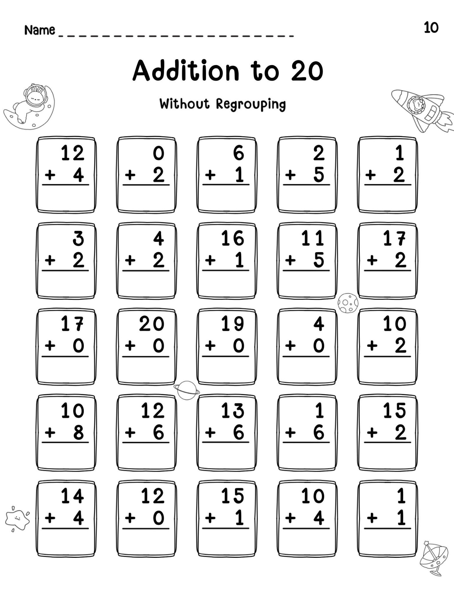 Addition to 20 Worksheets: Kindergarten-1st Grade Math (PDF) - Etsy