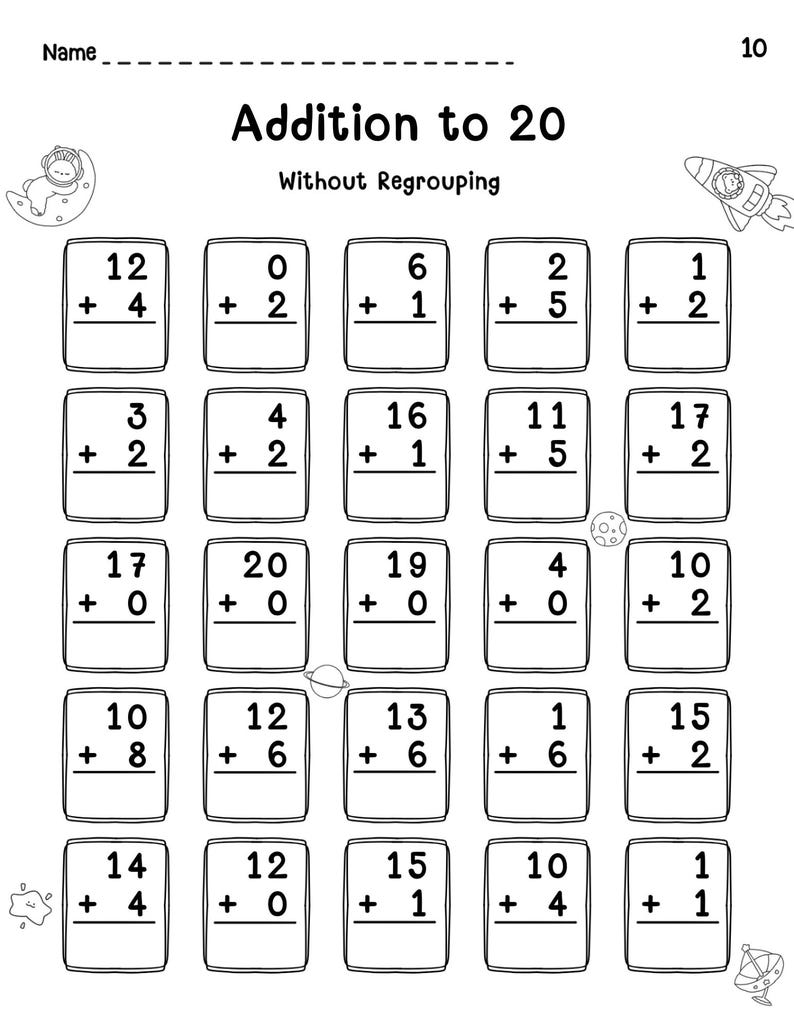 Grade R Learning Boxes Addition to 20 Worksheets: Kindergarten-1st Grade Math (PDF) - Etsy UK