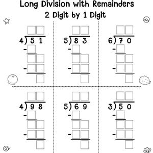 Long Division Practice | 2 Digit by 1 Digit Worksheets - Etsy