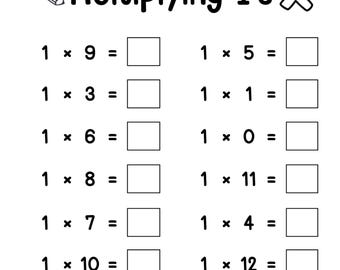 Hojas de ejercicios de multiplicación: Ejercicios de matemáticas para completar espacios en blanco (Descarga digital)