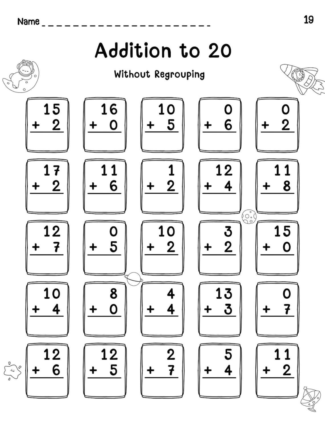 Addition to 20 Worksheets: Kindergarten-1st Grade Math (PDF) - Etsy