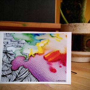Carte postale d'art - aquarelle/technique mixte
