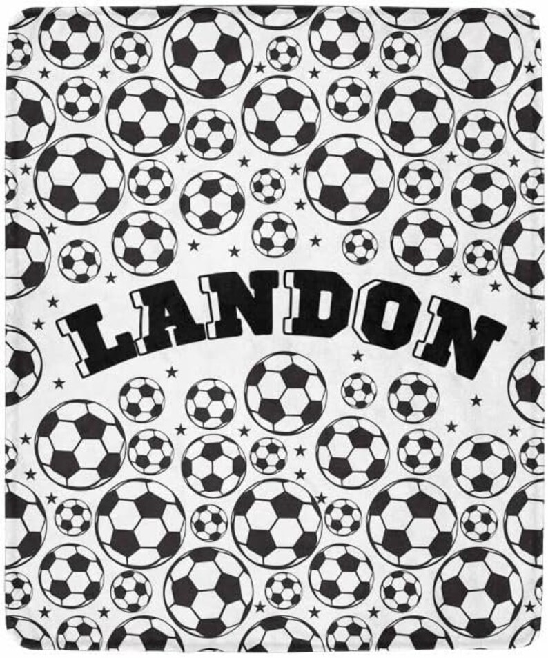 Personalized Sports Football Soccer Ball Throw Blanket, Custom Name