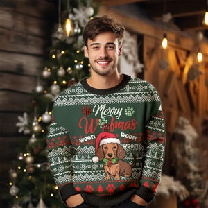 Dachshund christmas sweater womens sales