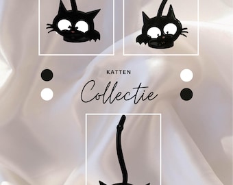 Minimalistisk svart kattdekor – Lekfulla kattstatyer – Modern kattkonst – Present till kattälskare