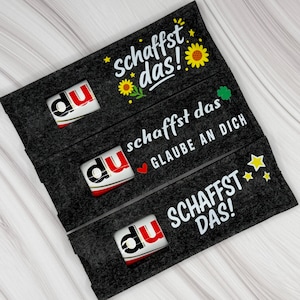 Glücksbringer Prüfung Geschenk – Kleiner Mutmacher Du schaffst das – Schokoladenhülle aus Filz – Motivationsgeschenk für Kollegen & Freunde