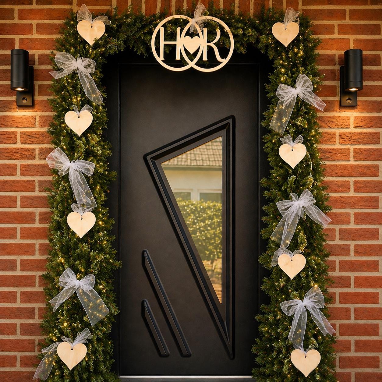 Deko für Girlande Goldene Hochzeit personalisiert mit Namen – Silberhochzeit, Hölzerne Hochzeit Deko mit Holzschild & Herzen