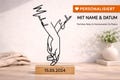 Personalized Couple Gift – Line Art Hand in Hand Stand with Names – 3D Decoration for Couples for Anniversary, Valentine's Day or Wedding