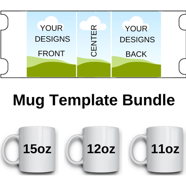 11oz 12oz 15oz Mug Template Set, Full Wrap Canva Template, Mug Full Wrap Template, Sublimation Mug Template, Full Wrap mug, Cricut Mug Press