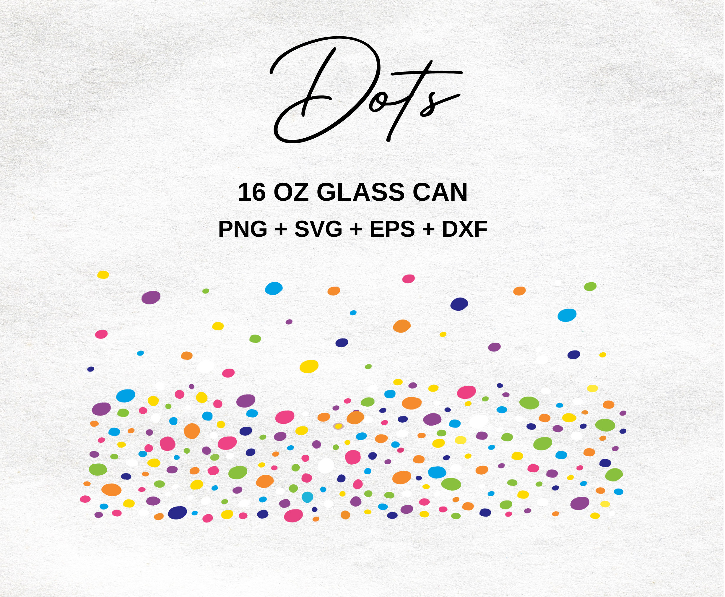 Coloreful Polka Dots 16oz Glass Can Svg, Polka Dot Libbey Glass Can