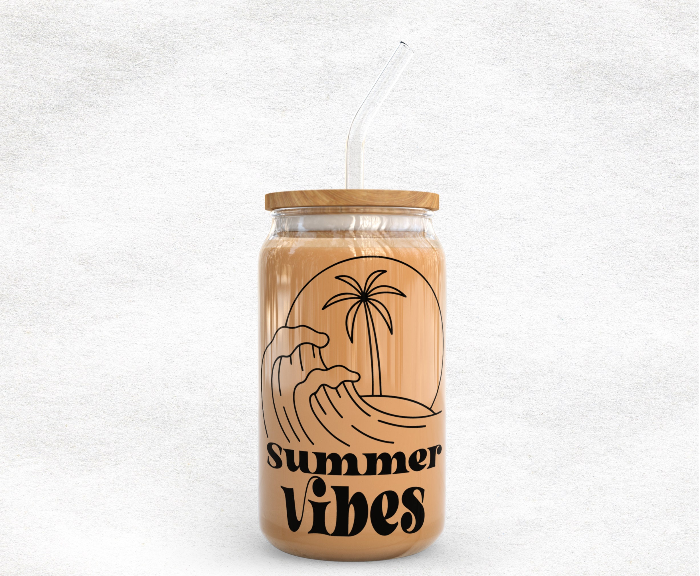 Summer Vibes Glass Cup Svg Summer Beach Libbey Glass Can Wrap Bundle ...