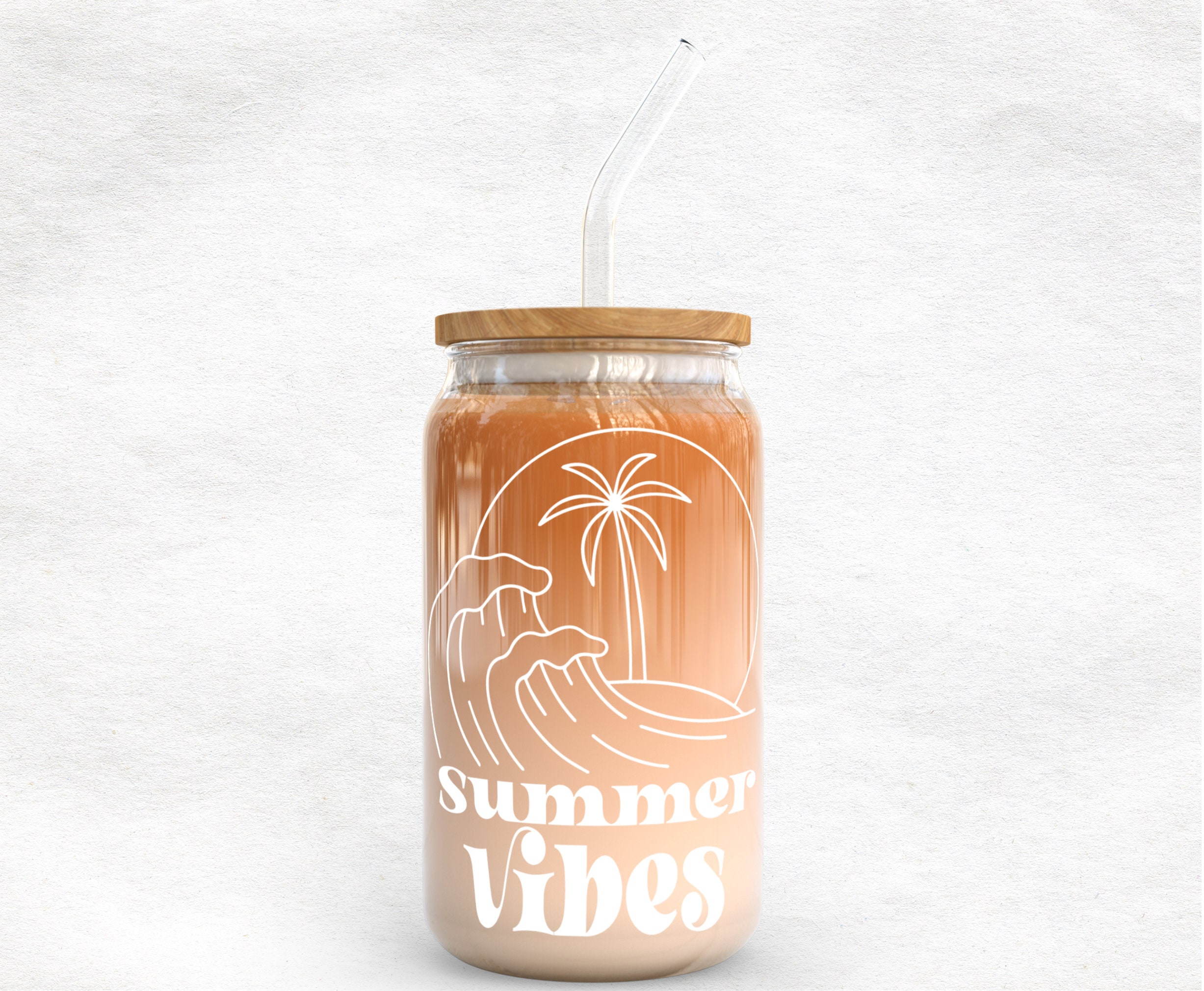 Summer Vibes Glass Cup Svg Summer Beach Libbey Glass Can Wrap Bundle ...