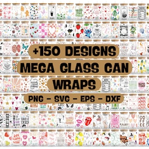 Paquete de latas de vidrio Libbey, latas de vidrio de 16 oz, archivos Svg para envoltorios de latas de vidrio Libbey, vasos de vidrio Bunde para Cricut y Silhouette Cameo, cristalería svg