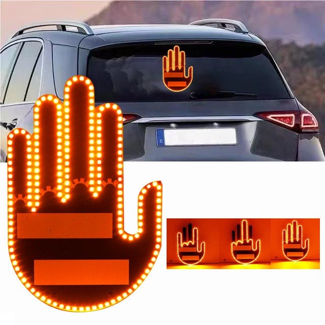 2PCS Car Finger Light LED Hand Middle Finger Light Gesture LED on The Car  Window Funny Car Finger Light with Remote - AliExpress