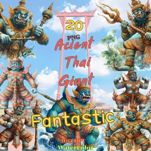 Oude Thaise reuzenfantasie: 20 fantastische png-afbeeldingen - mythische wezens geïnspireerd door Thaise folklore voor ambachten, digitale kunst en meer!