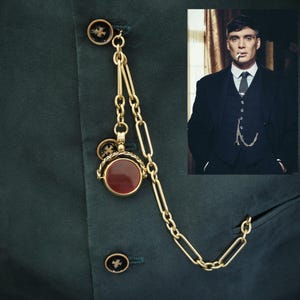 14k Gold Plated Trombone Pocket Watch Albert Chain - Peaky Blinders