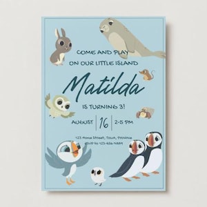 Invito di compleanno Puffin Rock