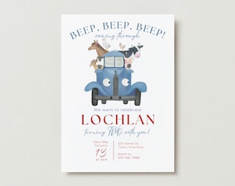 Little Blue Truck Birthday Invitation