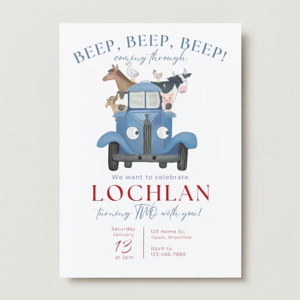 Little Blue Truck Birthday Invitation