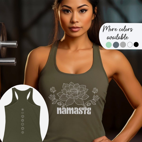 Namaste Yoga Chakra Women's Racerback Tank top, lotus flower, 7 chakras, yoga gift