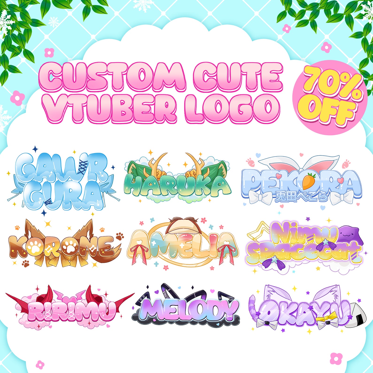 Custom Vtuber Logo, Pngtuber Logo, Custom Logo, Cute Kawaii Logo