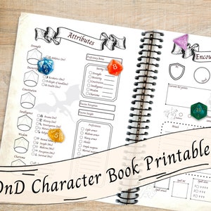 Dungeons & Dragons Character Journal Printable - Fillable PDF | 5e Compatible | DnD Campaign journal | DnD5e Spellbook | DnD Printables