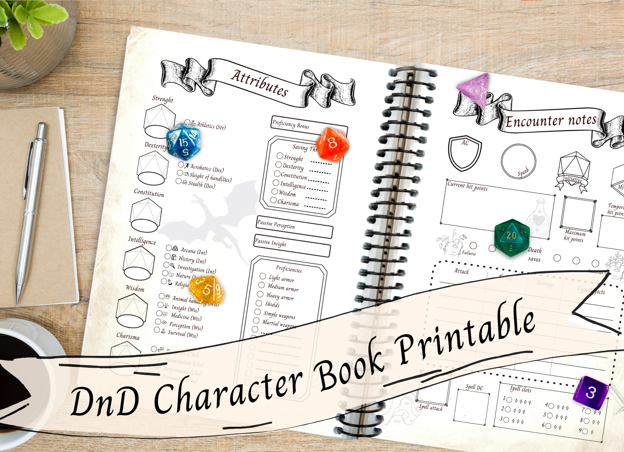 Dungeons &amp; Dragons Character Journal Printable - Fillable PDF | 5e ...