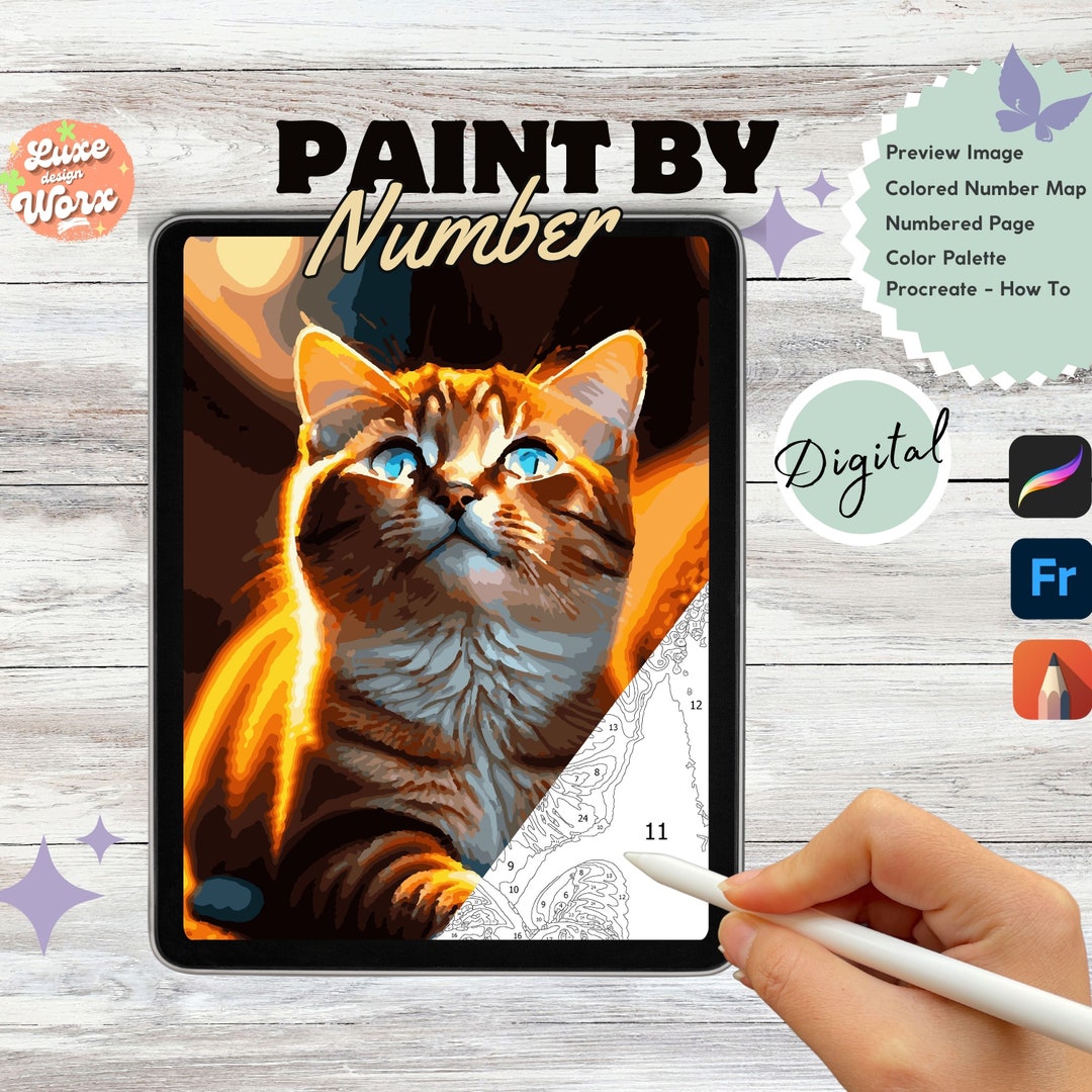Paint by Numbers Ginger Cat Digital | Printable Animal Color by Number ...