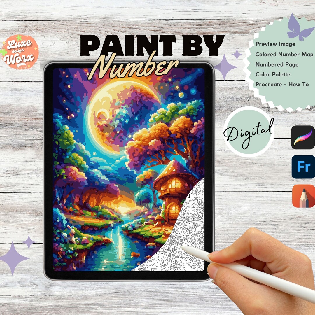 Paint by Numbers Adult Digital | Printable Color by Number for Adults | Printable Coloring ...