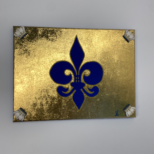 Acrylic painting painting, gold leaf Fleur de Lys