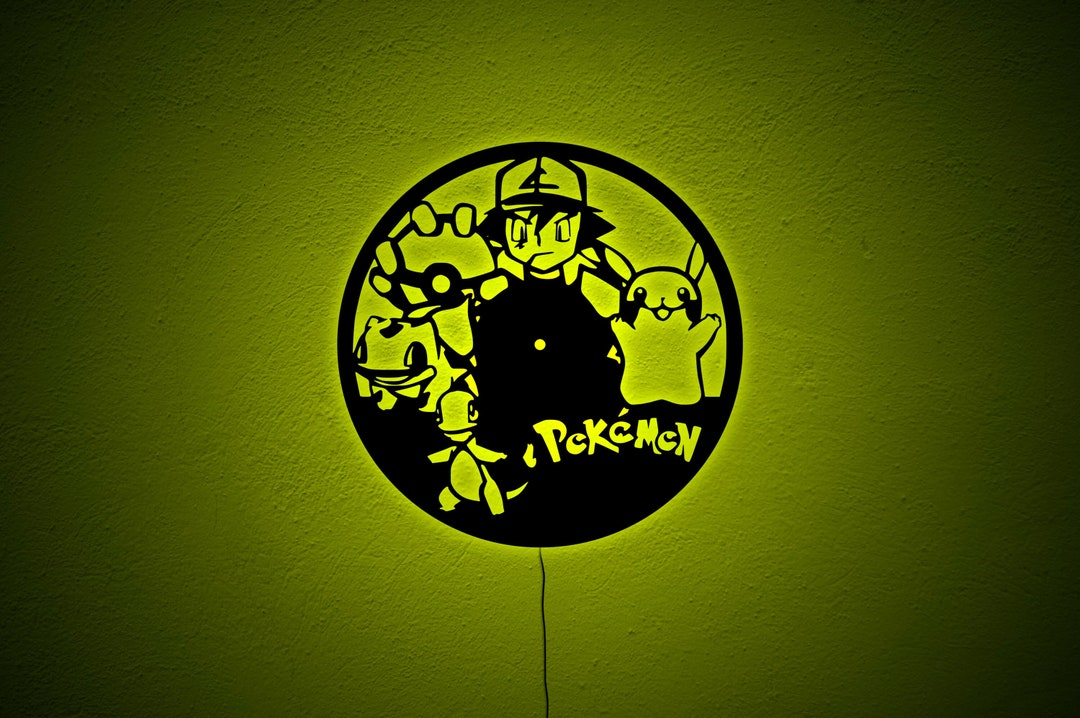 Pokemon Wall Art With RGB Light Pokeball Wall Decal Kids Etsy UK