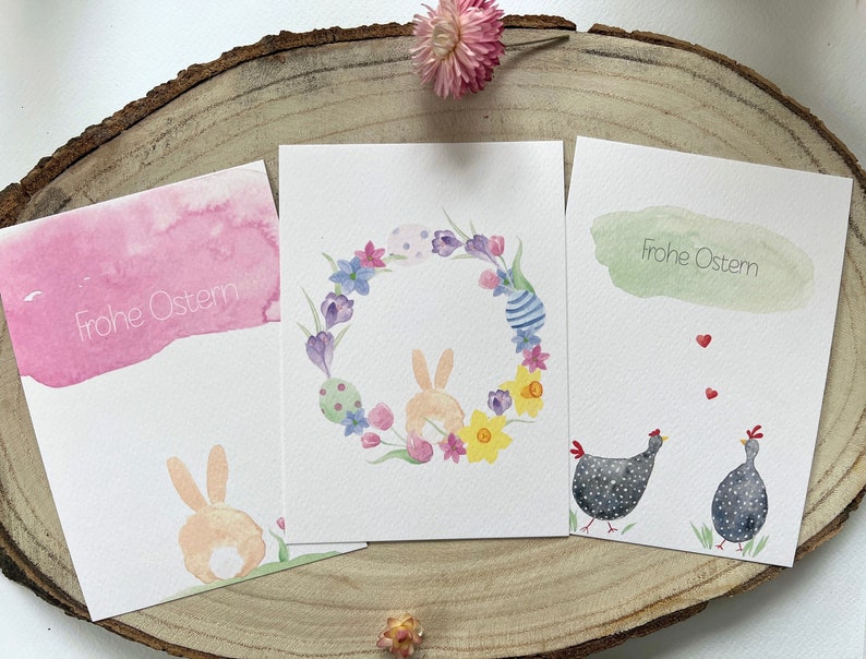 Bunte Osterkarten für Ostergrüße, Postkarten mit verschiedenen Motiven als Geschenkidee zu Ostern, Ostergeschenke als Set oder einzeln, A6 Bild 1
