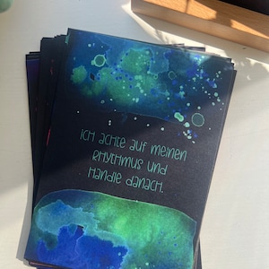 Bunte Affirmationskarten, Inspirierende Achtsamkeits Karten für Selbstliebe und Motivation, gedruckt auf schwarzem Naturpapier im Format A6