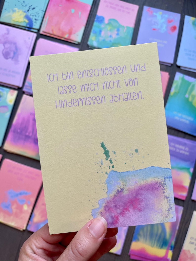Colorful affirmation cards, inspiring mindfulness cards for self-love and motivation image 1